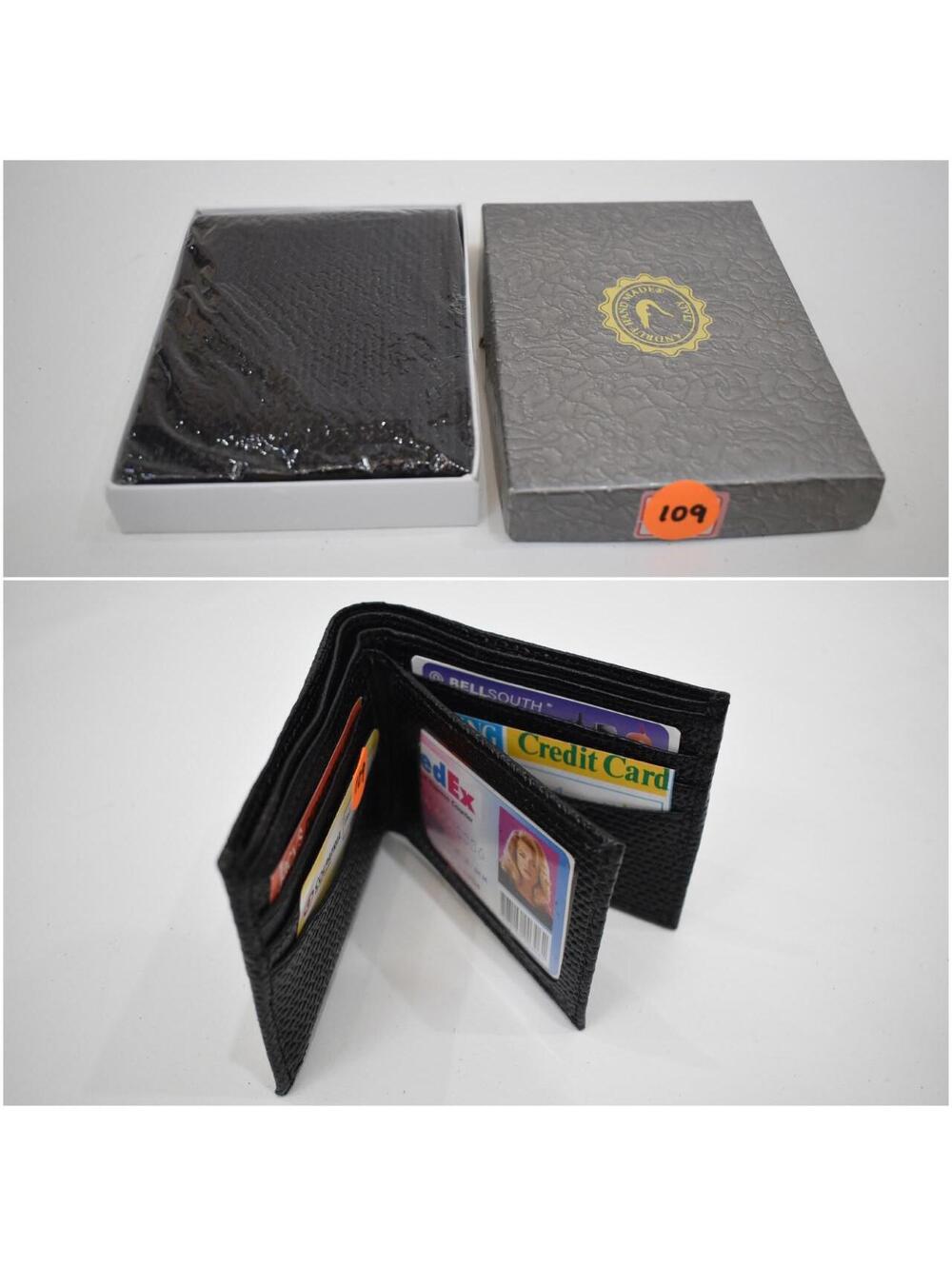 Andrue Handmade Italian Leather Crocodile Pressed Men Male Bifold Wallet 109